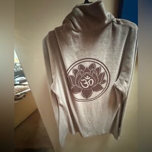 Tan Velour Hoodie with Om Lotus Design
